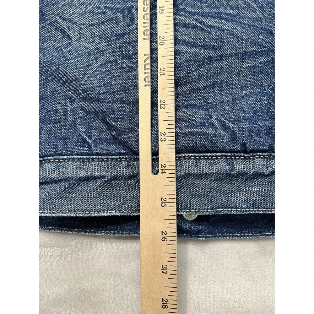 Levis Sherpa Trucker Jacket Men Large Blue Wash Type III Snap Button Whisker